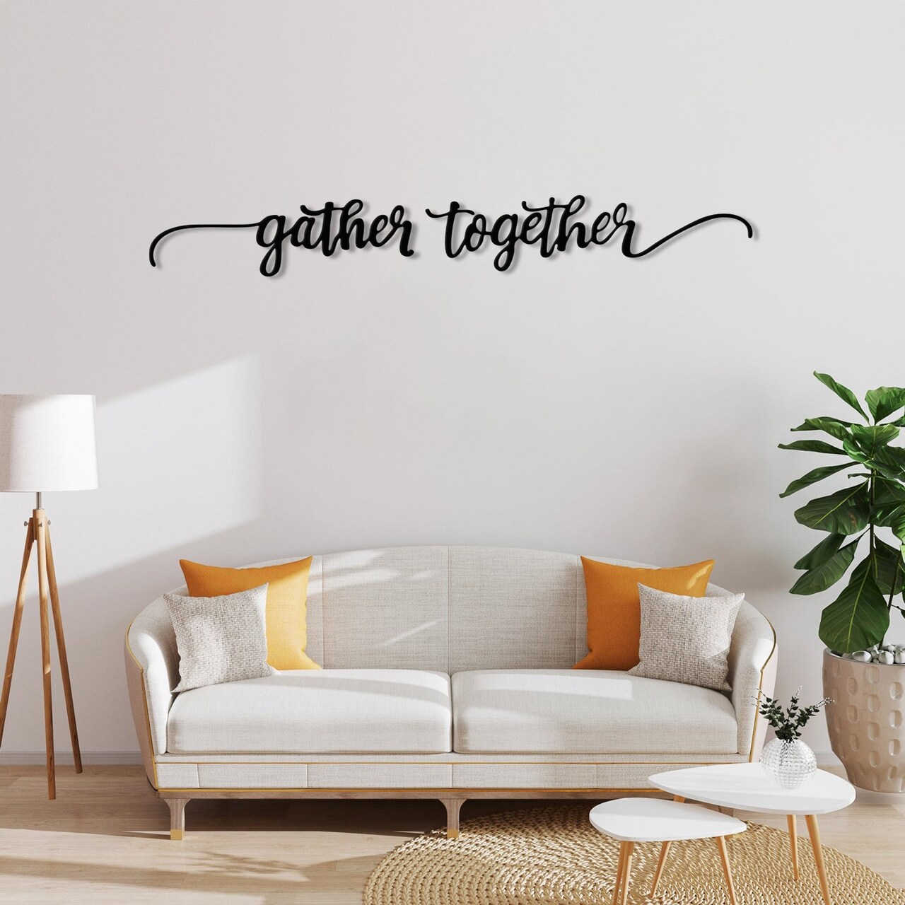 Edge collection - 24.8" x 7" - Black - Elegant Gather Together Metal Wall Art - 1 Piece